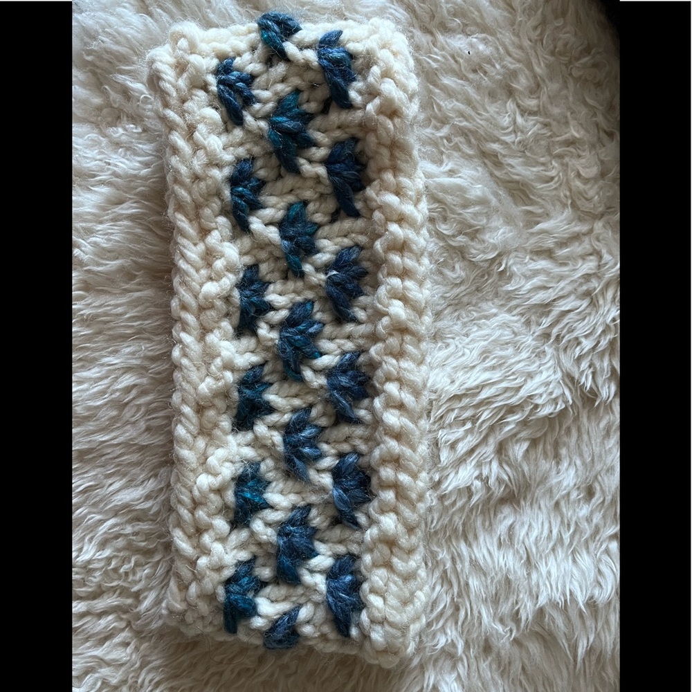 NWT Head Band Ear Warmer Hand-knit Sz M-L wool/acrylic chunky mix stretch warm